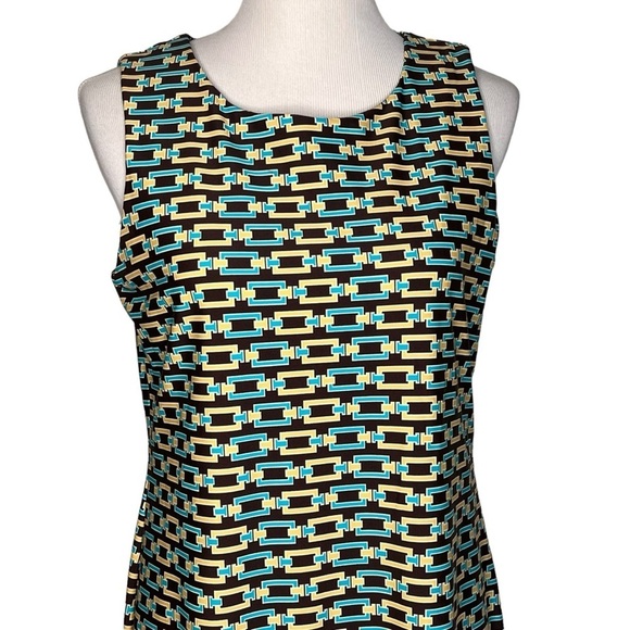 Jude Connally Beth Linked Chain Sleeveless Sheath Dress L Multicolor Flattering - Picture 3 of 13